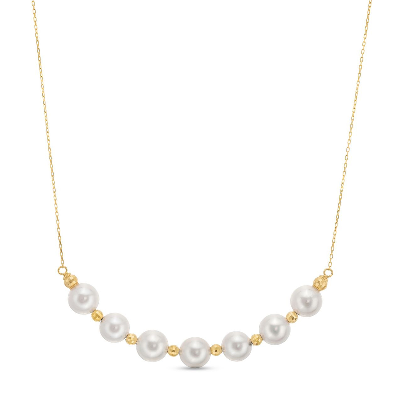 Pearl & Gold Ball Alternating Necklace
