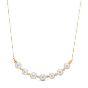 Pearl & Gold Ball Alternating Necklace In Yellow Gold 18K