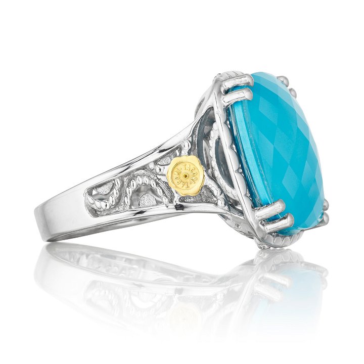 Tacori Blue Clear Quartz over Neolite Turquoise Ring
