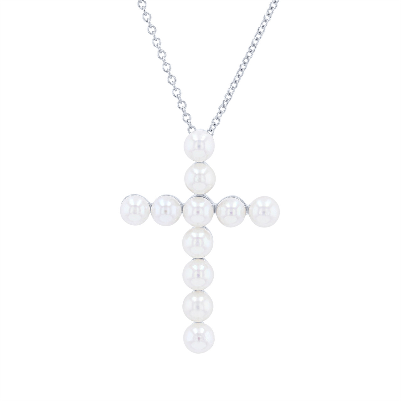 Freshwater Pearl Cross Pendant Necklace