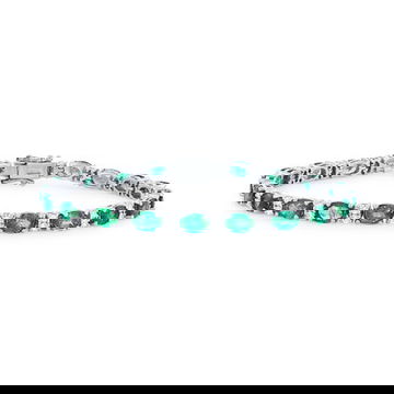 Alternating Emerald & Diamond Bracelet 0