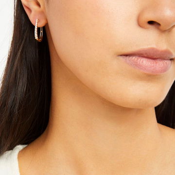 Graduated Diamond Oval Hoop Earrings