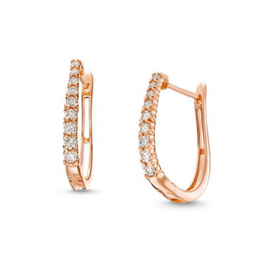 Graduated Diamond Oval Hoop Earrings