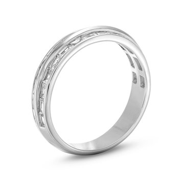Double Row Baguette Channel Diamond Wedding Band In White Gold 14K