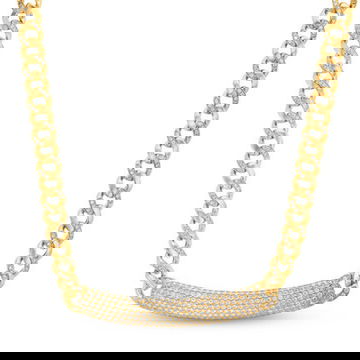 18.5 Inch Cuban Link Diamond Bar Necklace