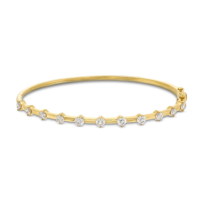 Diamond Station Bangle Bracelet In Yellow Gold 14K