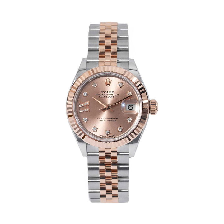Rolex Lady-Datejust 28 Rose Colour Diamond Set Dial Watch | Oystersteel & Rose Gold