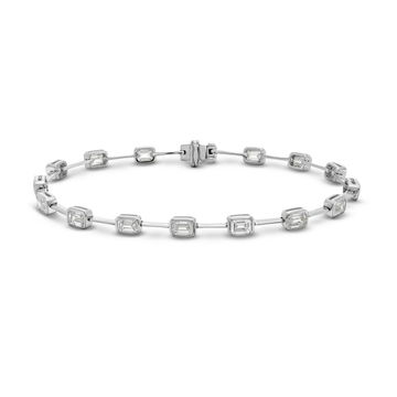 Emerald Diamond Bezel Station Bracelet (4.00TW) In White Gold 18K