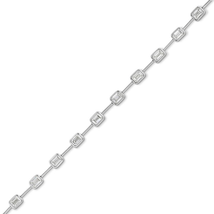 White Gold 18K Emerald Diamond Bezel Station Bracelet (4.00TW)