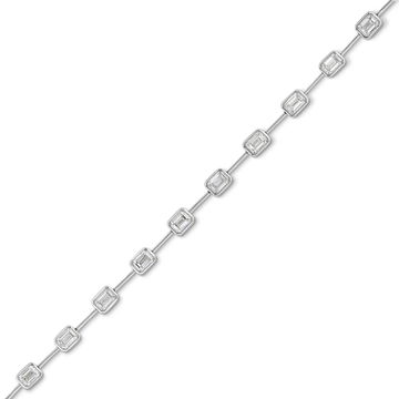Emerald Diamond Bezel Station Bracelet (4.00TW) In White Gold 18K