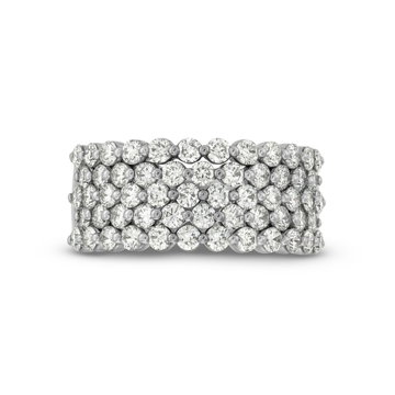 Five Row Pave Diamond Wedding Band In White Gold 14K