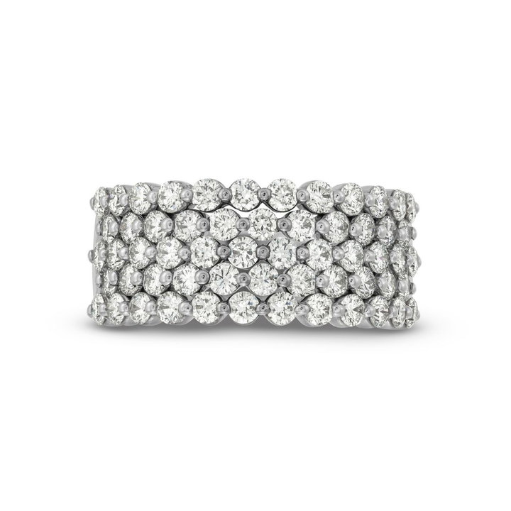 Five Row Pave Diamond Wedding Band In White Gold 14K