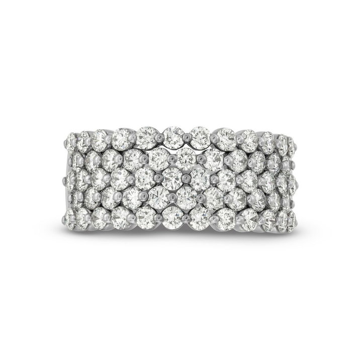 Five Row Pave Diamond Wedding Band In White Gold 14K