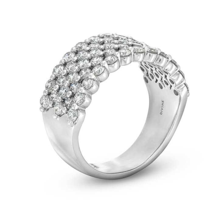 Five Row Pave Diamond Wedding Band In White Gold 14K