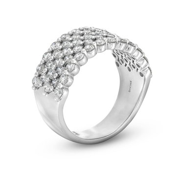 Five Row Pave Diamond Wedding Band In White Gold 14K