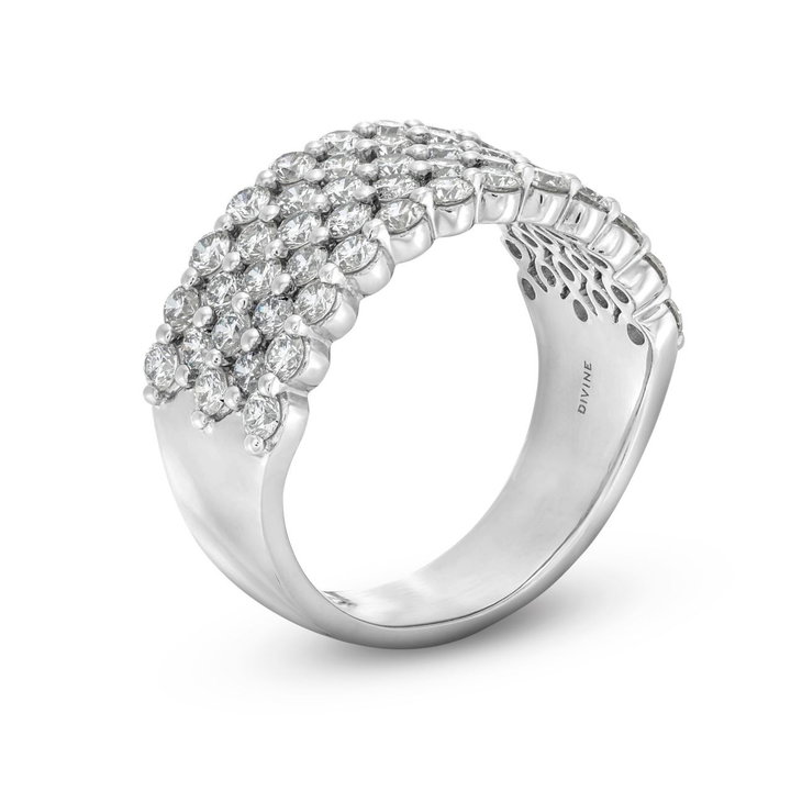 Five Row Pave Diamond Wedding Band In White Gold 14K