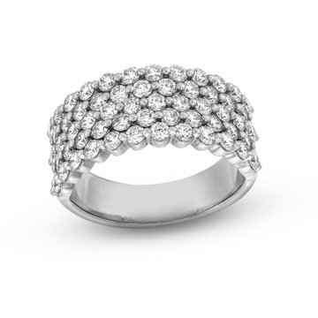 Five Row Pave Diamond Wedding Band In White Gold 14K