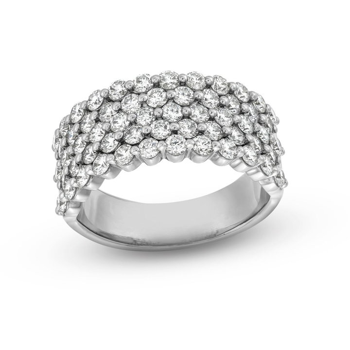 Five Row Pave Diamond Wedding Band In White Gold 14K