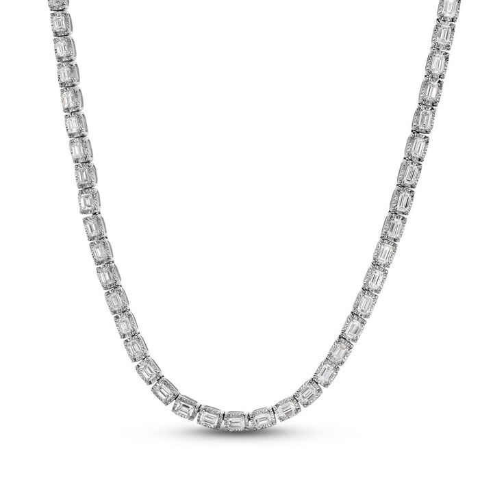 Emerald Diamond Tennis Necklace