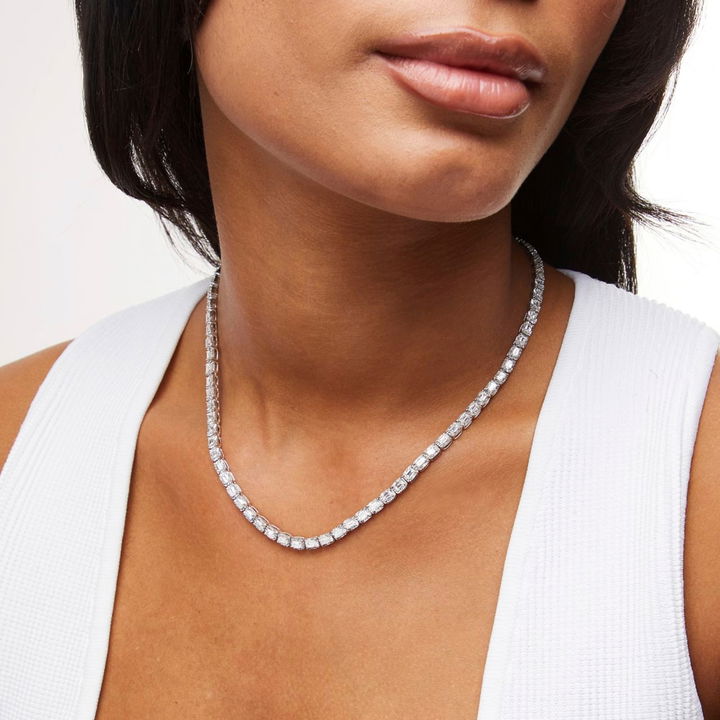 Emerald Diamond Tennis Necklace