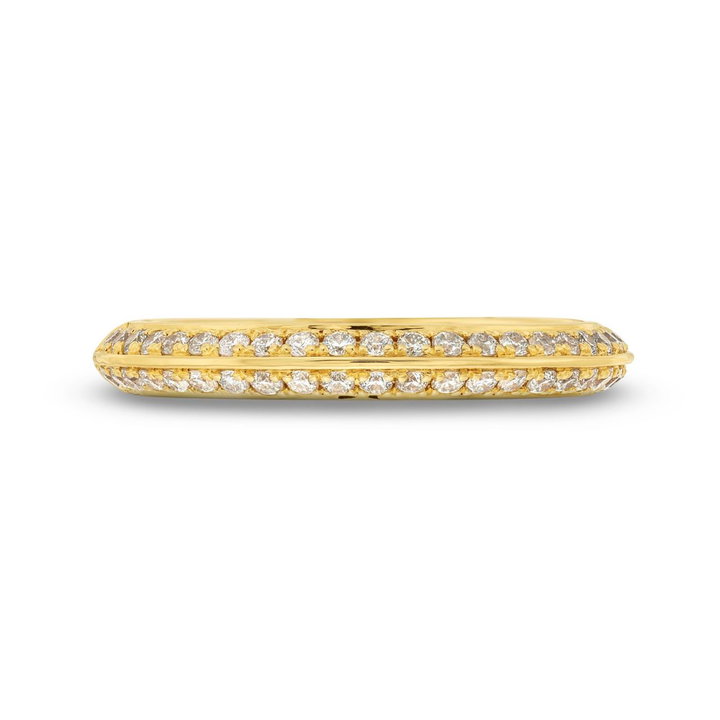 Two Row Knife Edge Diamond Wedding Band by Adorette In Yellow Gold 14K