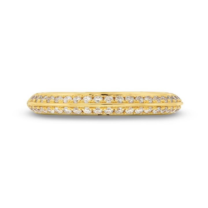 Two Row Knife Edge Diamond Wedding Band by Adorette In Solid 14K Yellow Gold