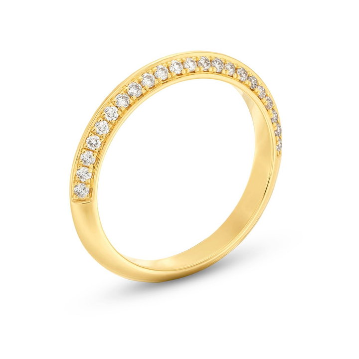 Two Row Knife Edge Diamond Wedding Band by Adorette In Yellow Gold 14K