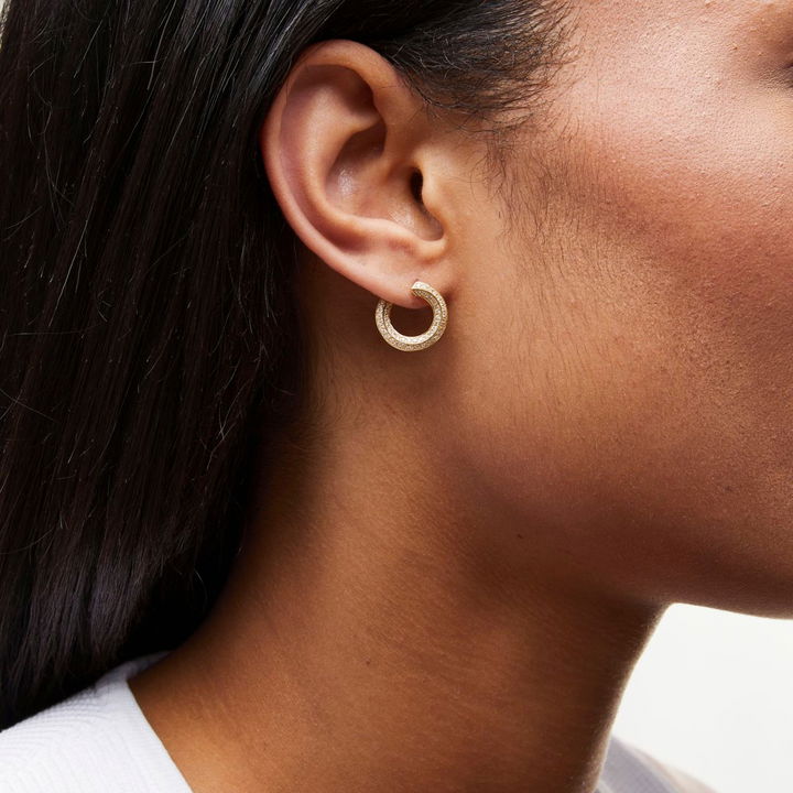 Pave Open Hoop Earrings