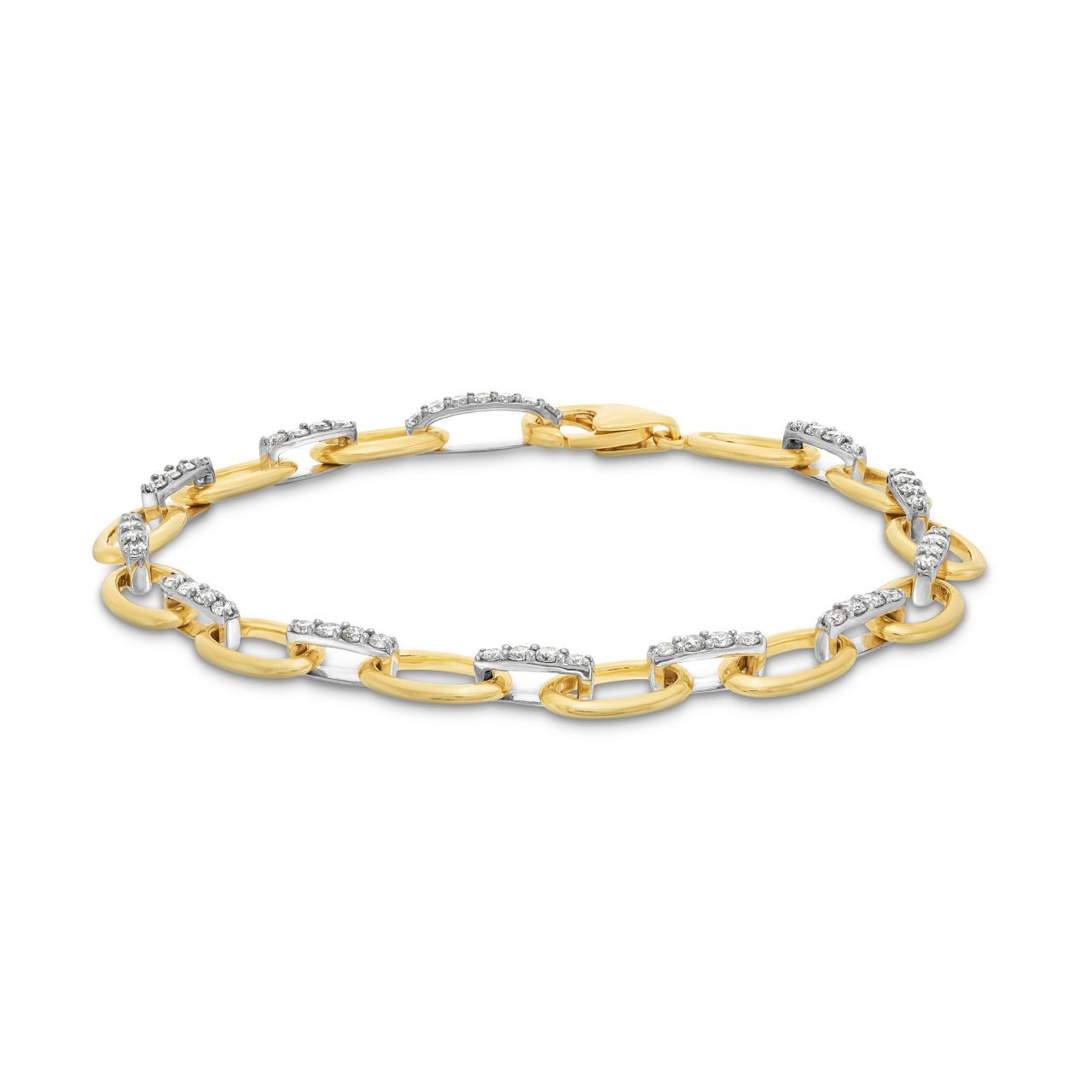 Alternating Gold and Diamond Paperclip Chain Bracelet
