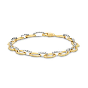 Alternating Gold and Diamond Paperclip Chain Bracelet In White And Yellow Gold 18K