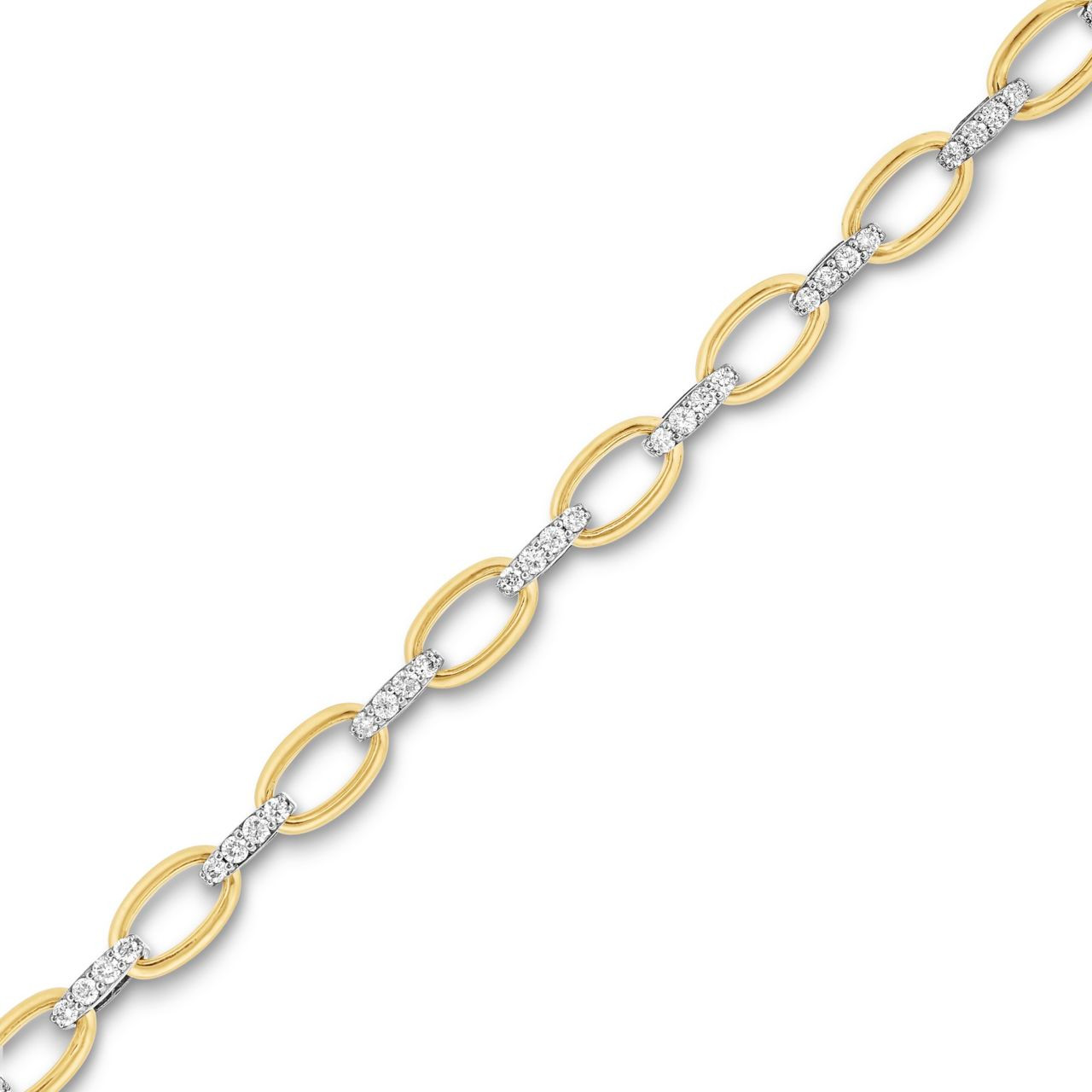Alternating Gold and Diamond Paperclip Chain Bracelet