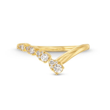 Graduated "V" Shape Diamond Wedding Band In Yellow Gold 14K