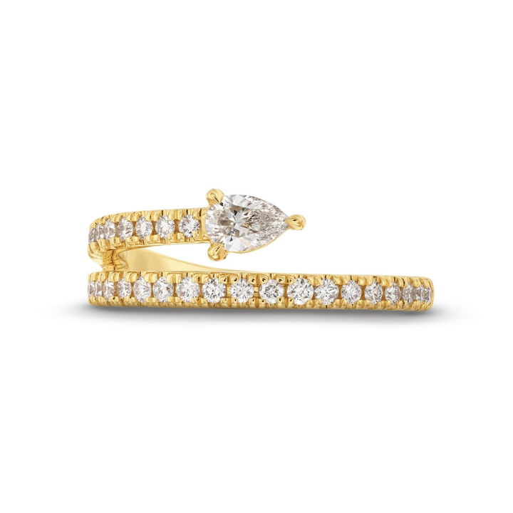 Yellow Gold 14K Pear Diamond Bypass Ring