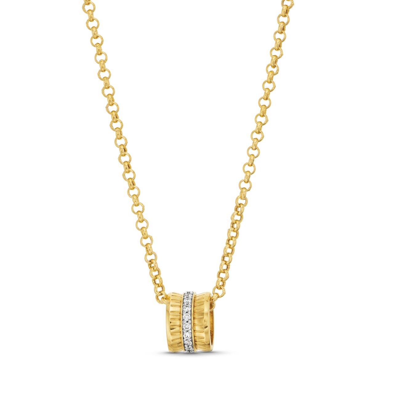 Three Row Texture Diamond Pendant Necklace