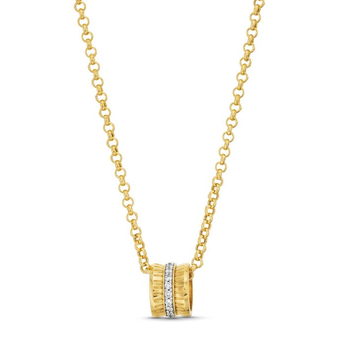 Three Row Texture Diamond Pendant Necklace
