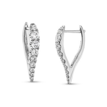 Graduated Diamond Hoop Earrings In White Gold 14K