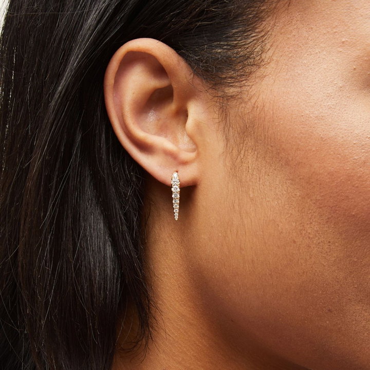 Graduated Diamond Hoop Earrings In White Gold 14K