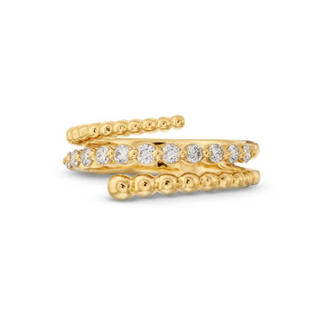 Beaded Diamond Wrap Ring In Yellow Gold 14K