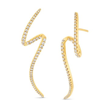Diamond Swirl Drop Earrings In Yellow Gold 14K