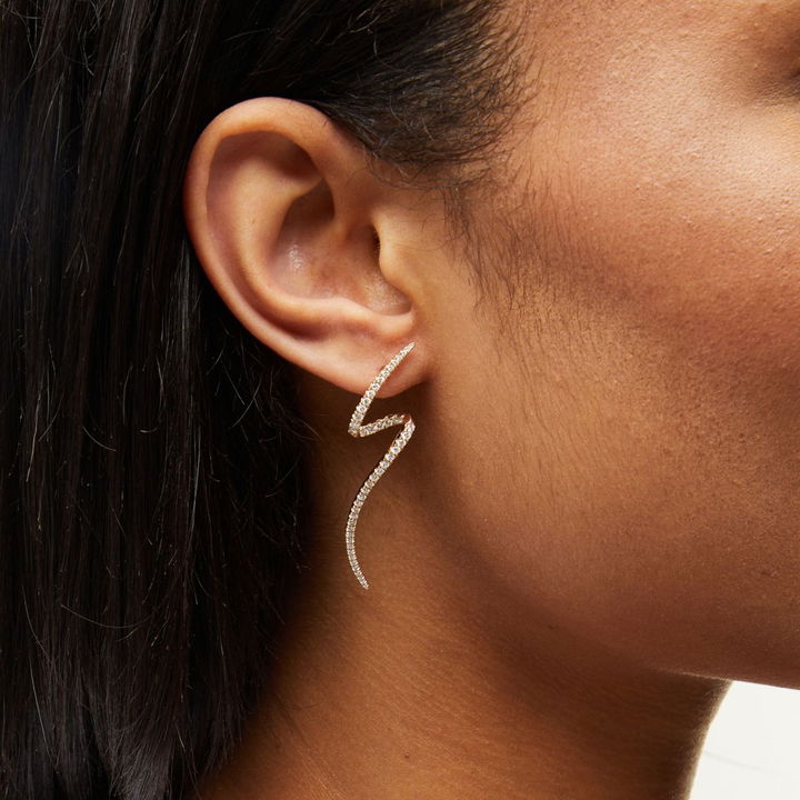 Diamond Swirl Drop Earrings