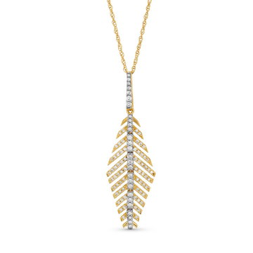 Fishtail Diamond Pendant Necklace In Yellow Gold 14K