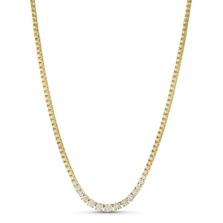 Yellow Gold 14K Graduated Diamond Riviera Necklace