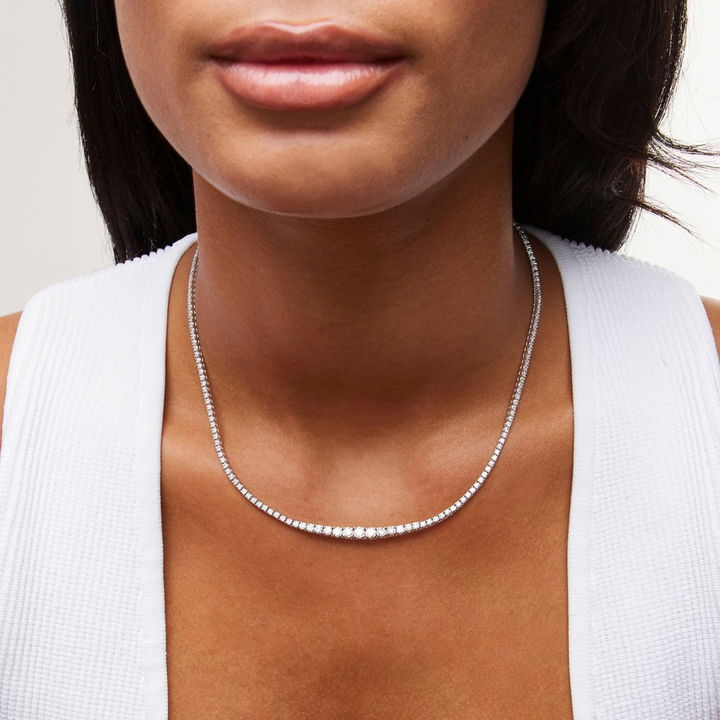 Yellow Gold 14K Graduated Diamond Riviera Necklace