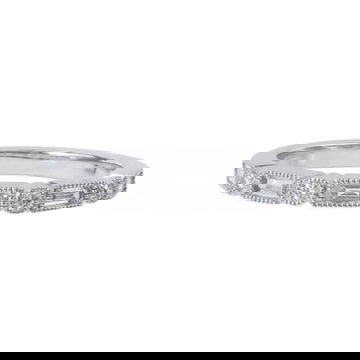 Alternating Baguette & Round Diamond Milgrain Wedding Band