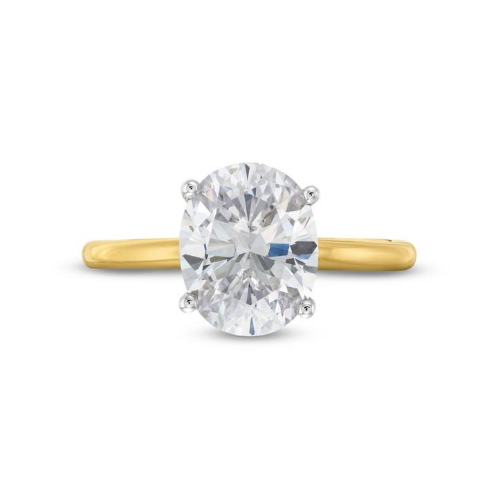 White And Yellow Gold 14K Solitaire Hidden Halo Oval Engagement Setting By Diamonds Direct Designs