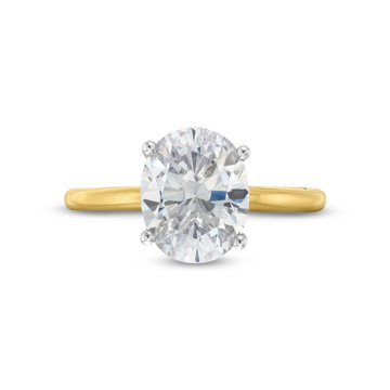 Solitaire Mixed Metal Hidden Halo Engagement Setting By Adorette In White And Yellow Gold 14K