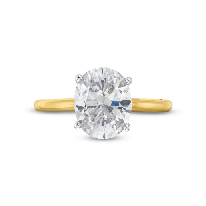 Solitaire Mixed Metal Hidden Halo Engagement Setting By Adorette In White And Yellow Gold 14K