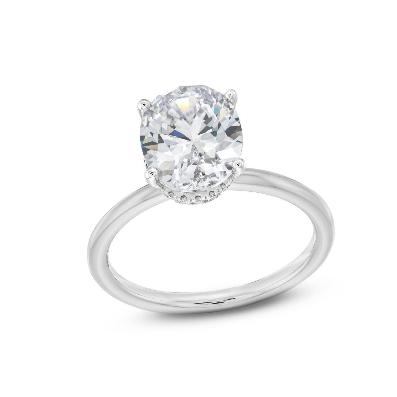 Solitaire Mixed Metal Hidden Halo Engagement Setting By Adorette In White Gold 14K 1