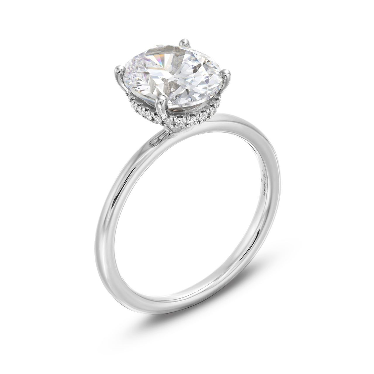 Solitaire Mixed Metal Hidden Halo Engagement Setting By Adorette In White Gold 14K 2
