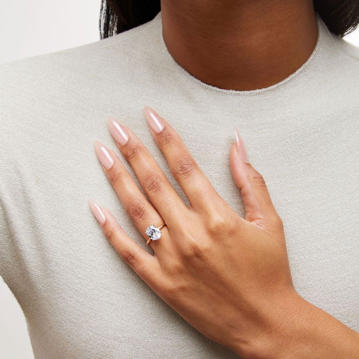 White And Yellow Gold 14K Solitaire Hidden Halo Oval Engagement Setting By Diamonds Direct Designs